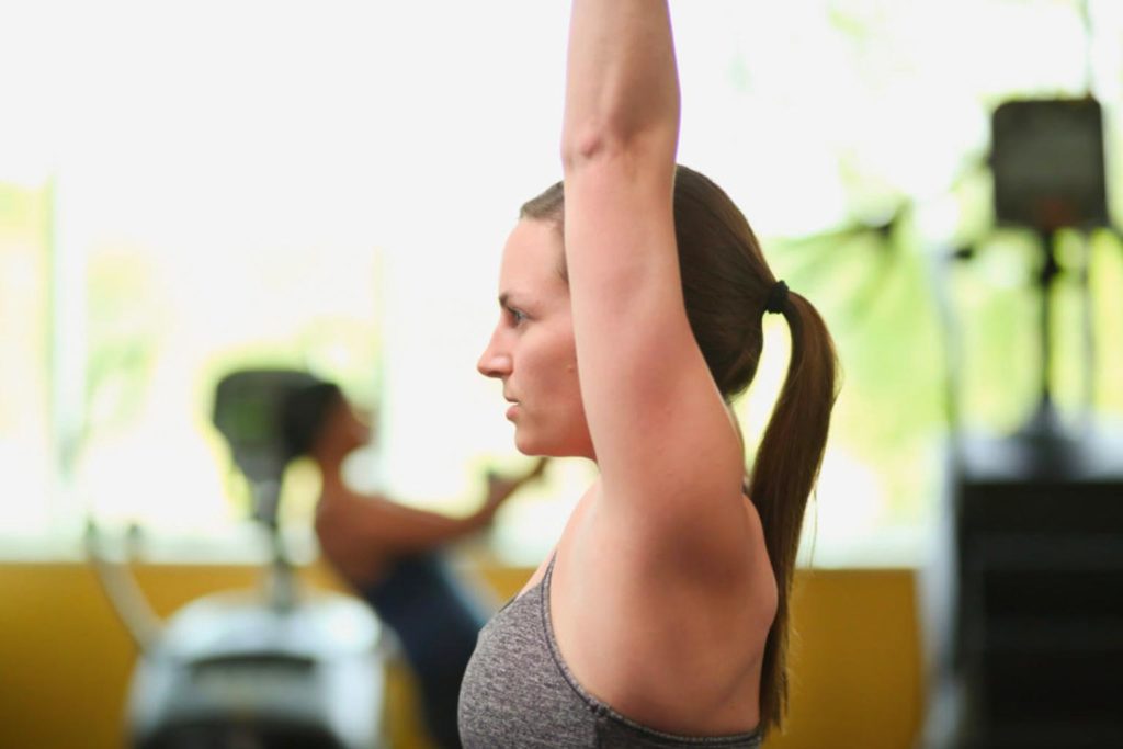 woman with hands in the air