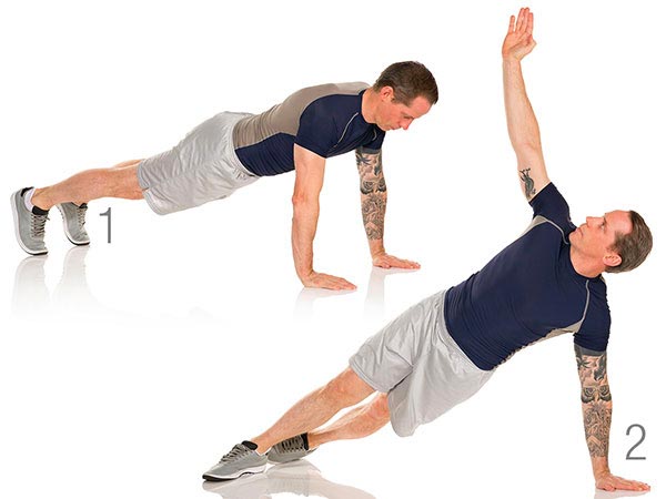man doing front bridge to T