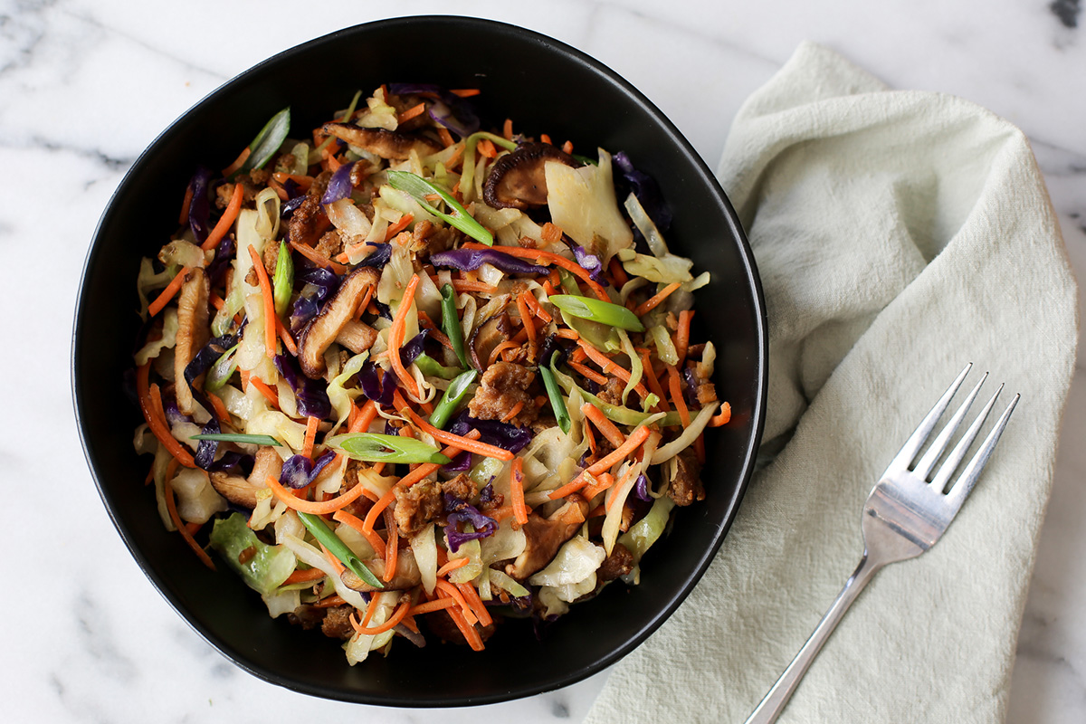 One serving of egg roll in a bowl.